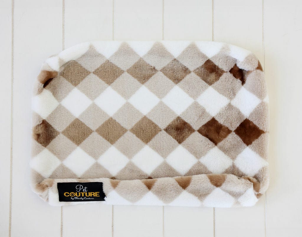 Brown Argyle Pet Crate Pad COVER ONLY