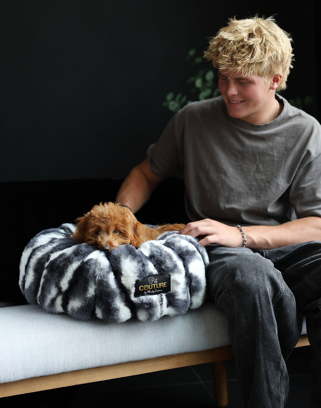 Cloudy Day Black Pet Bed COVER ONLY