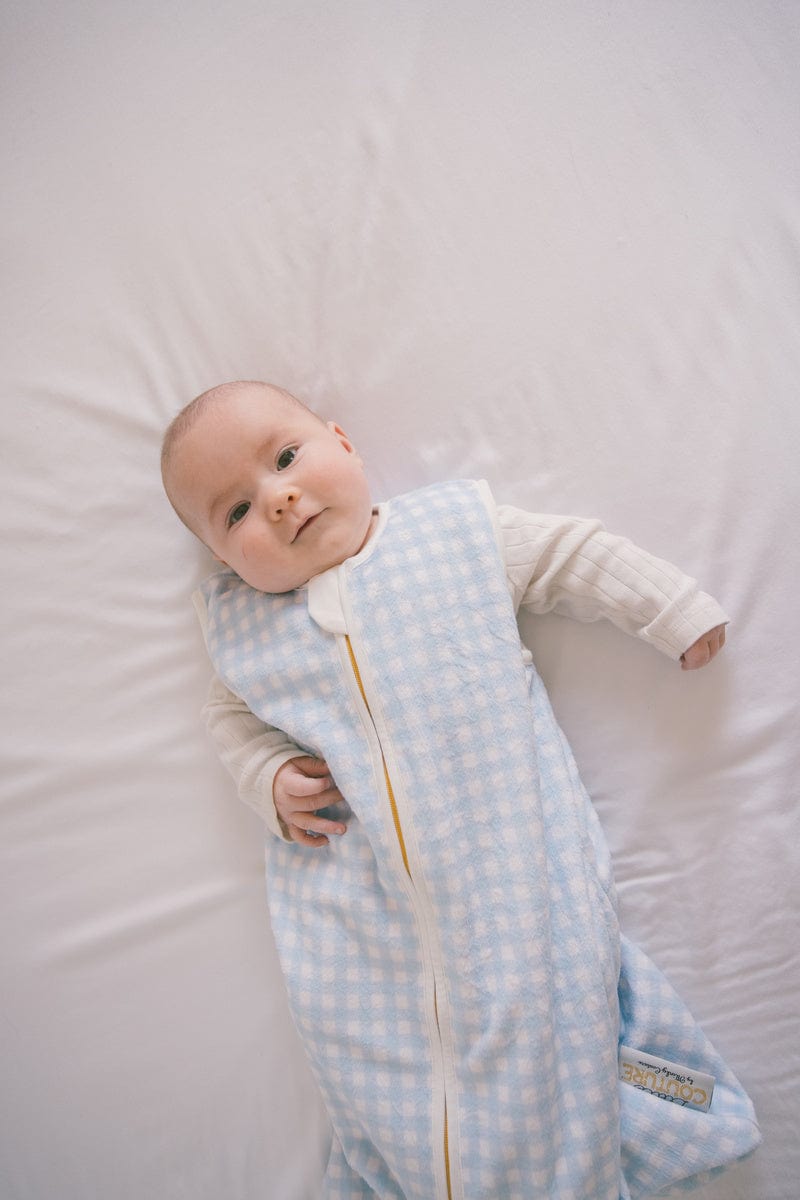 Dusty Blue Gingham Wearable Minky Blanket