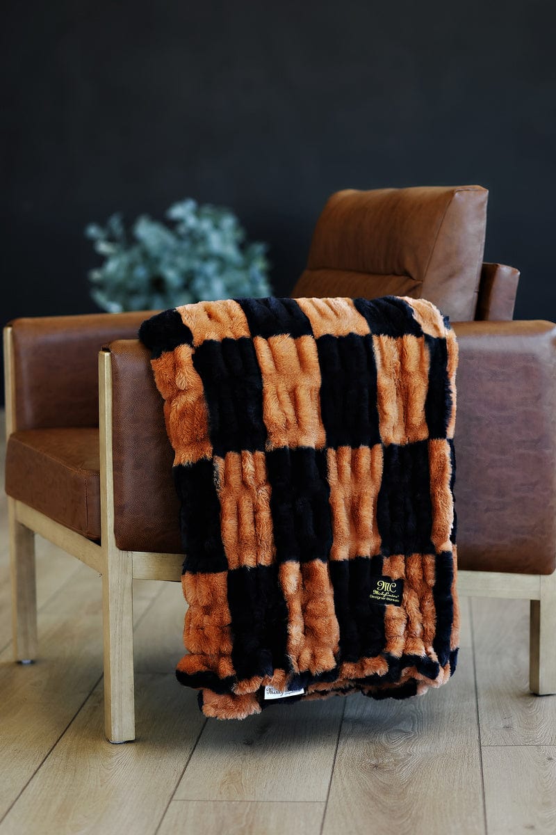 Hugs Check Copper and Black Blanket