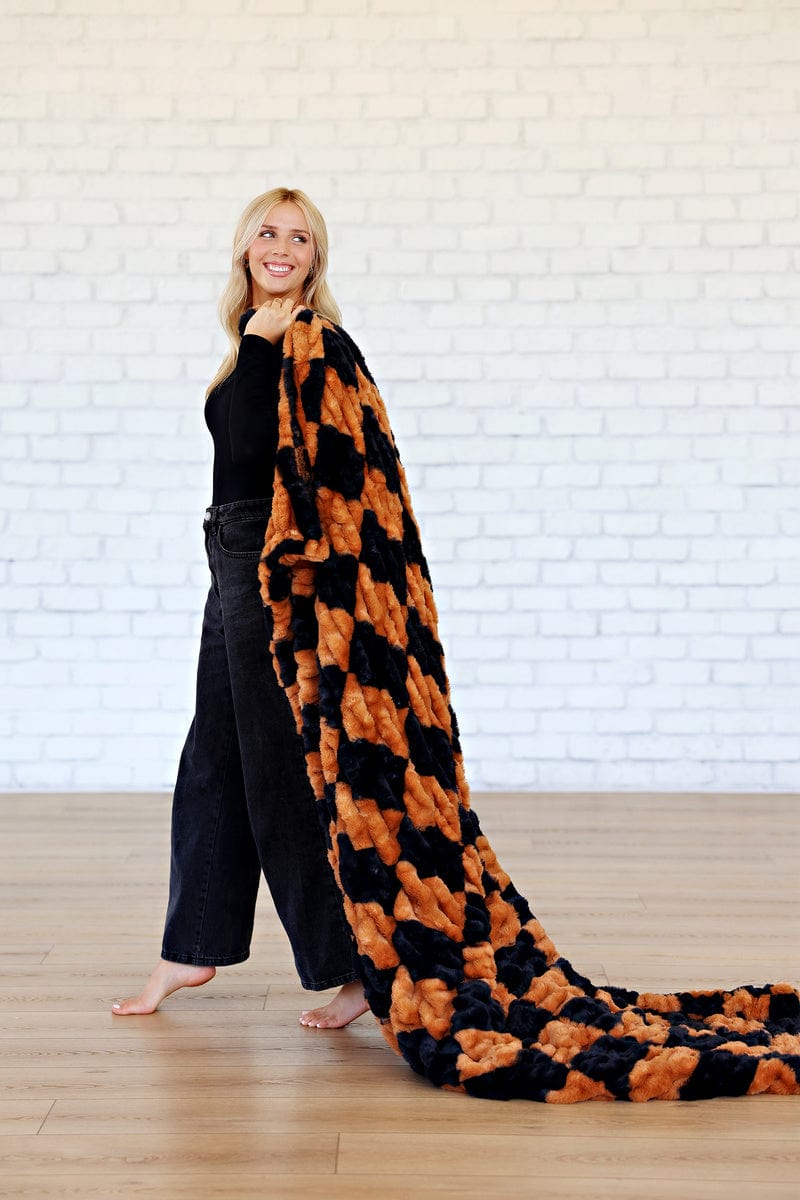 Hugs Check Copper and Black Blanket