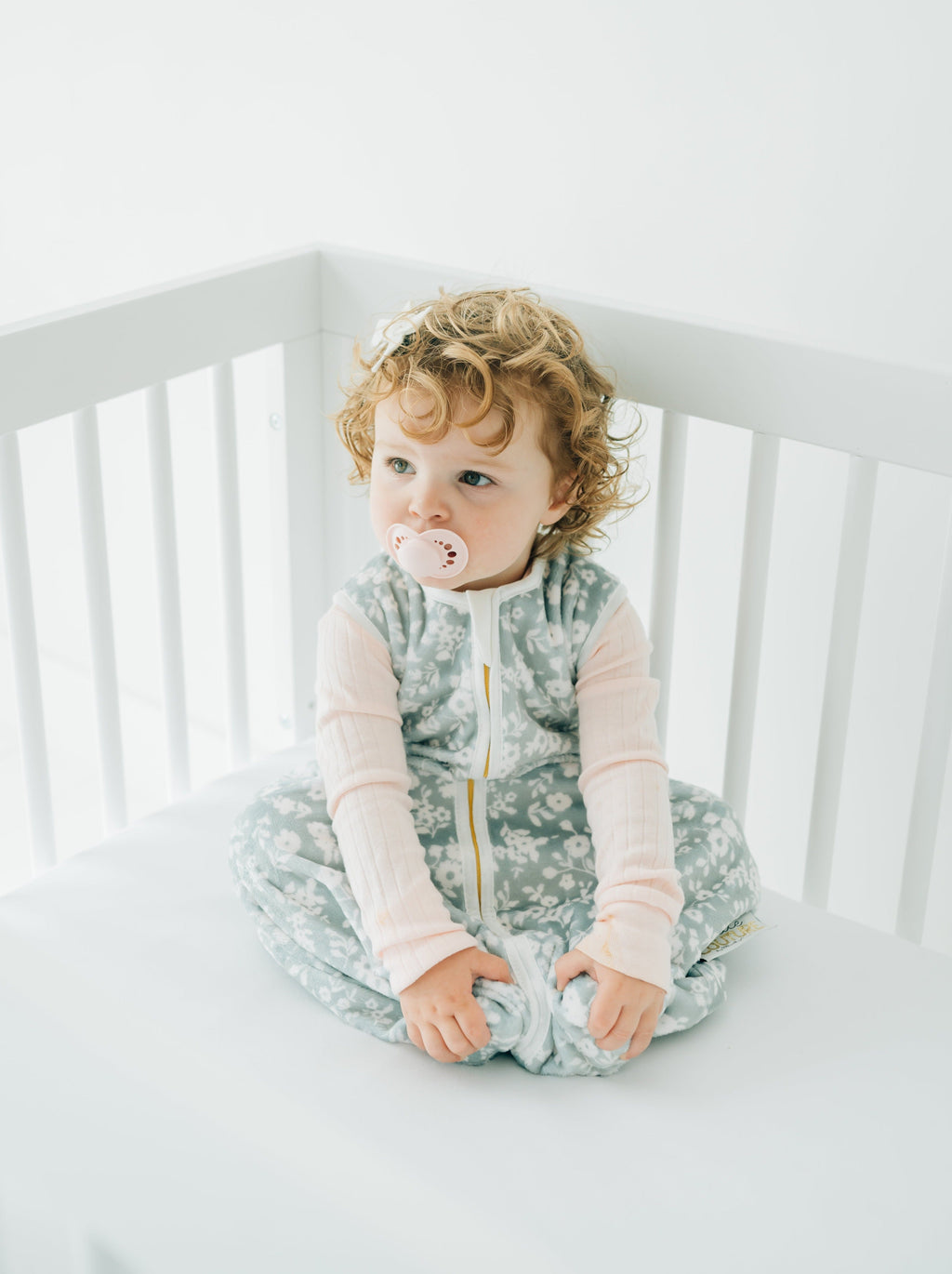 Dainty Floral Sage Wearable Minky Blanket