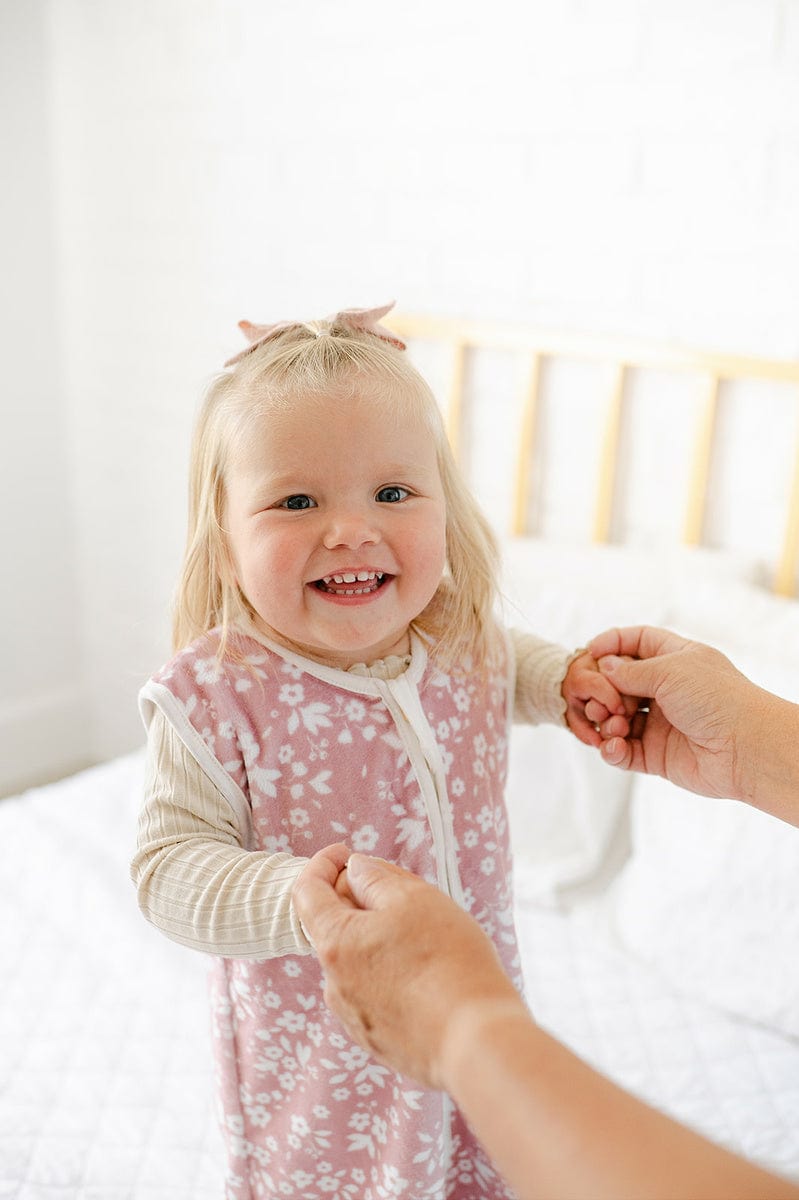 Dainty Floral Pink Wearable Minky Blanket