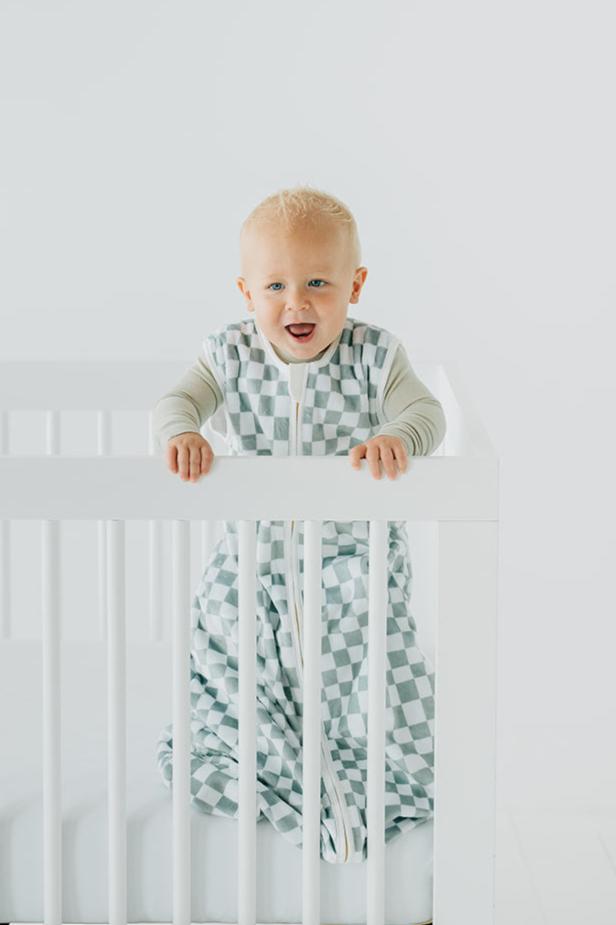 Sage Check Wearable Minky Blanket