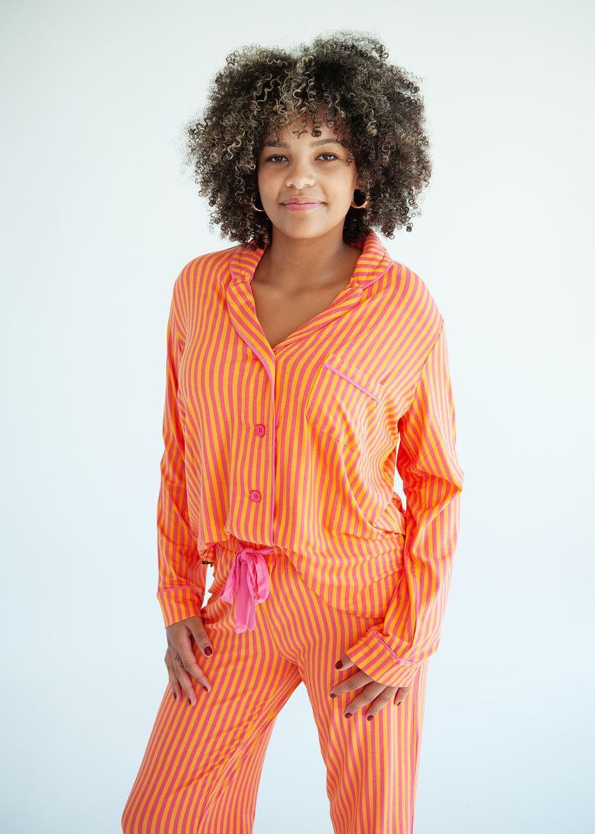 Middle of the Night Pajamas - Orange and Pink Stripe