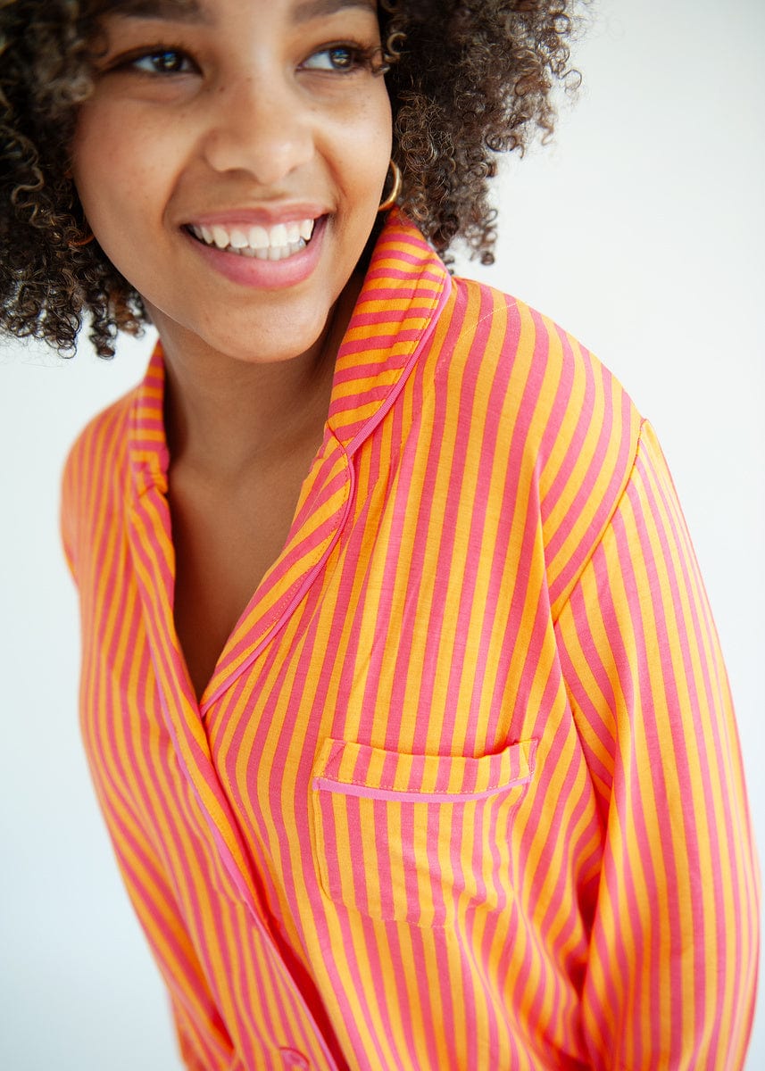 Middle of the Night Pajamas - Orange and Pink Stripe