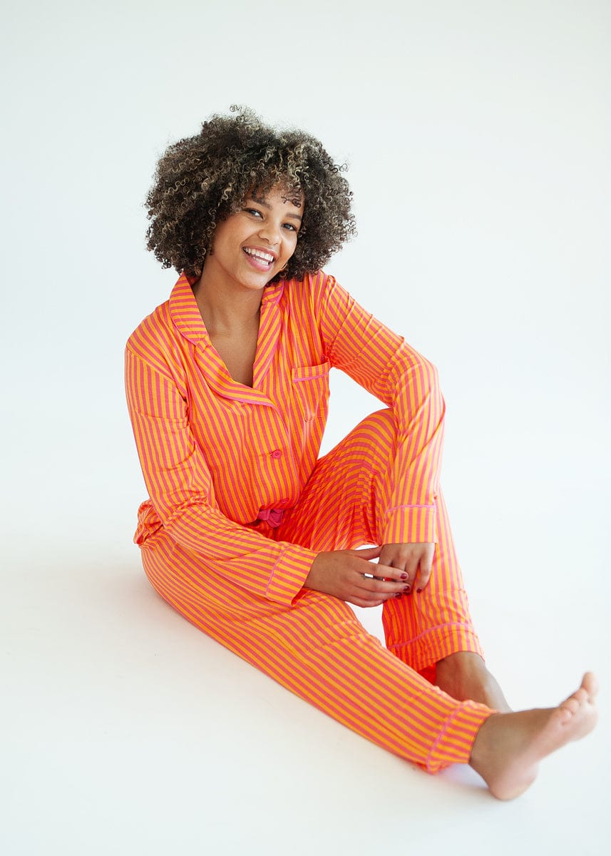 Middle of the Night Pajamas - Orange and Pink Stripe
