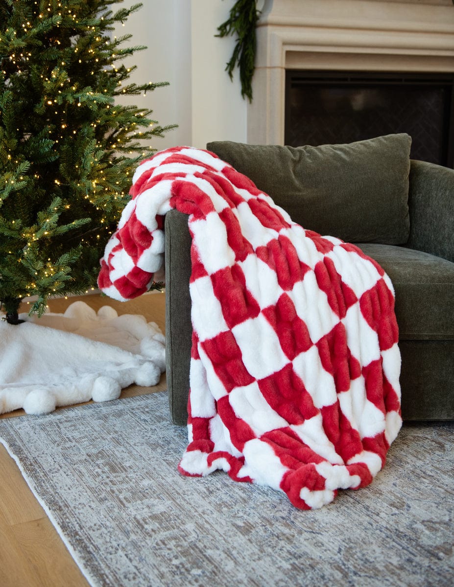 Hugs Check Red Blanket