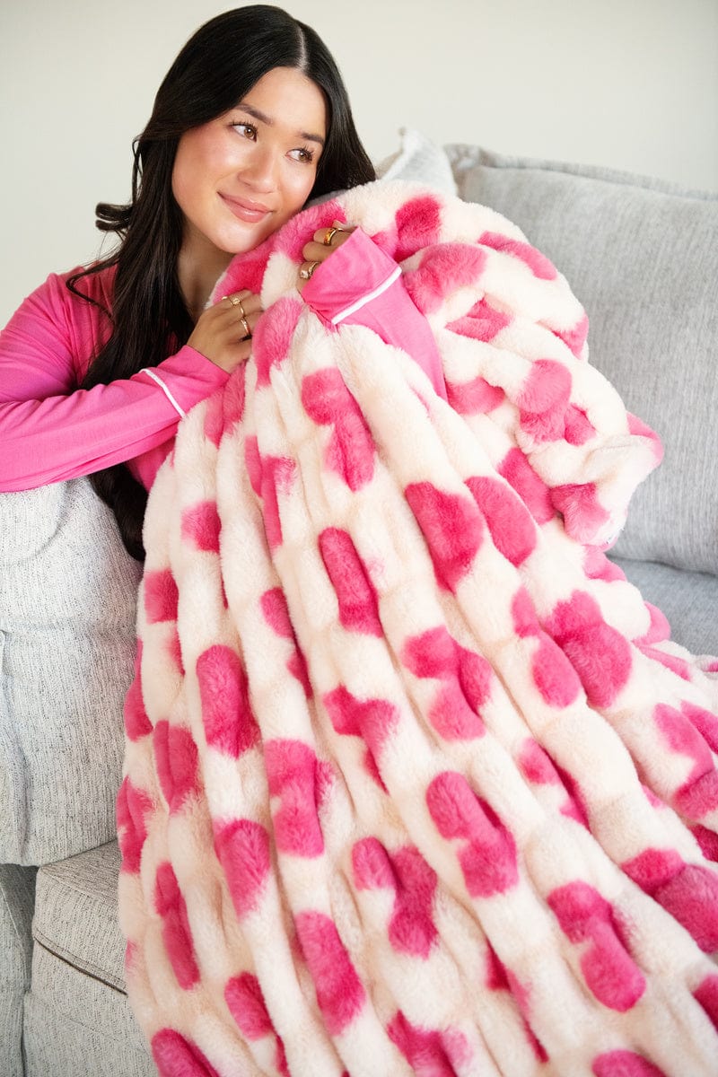 Hugs Heart Pink Blanket