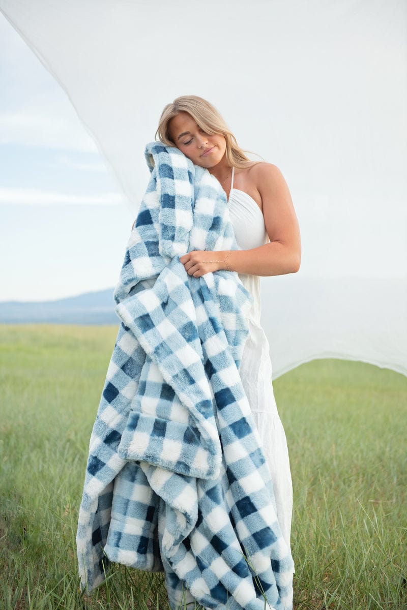 Gingham Check Denim Blanket