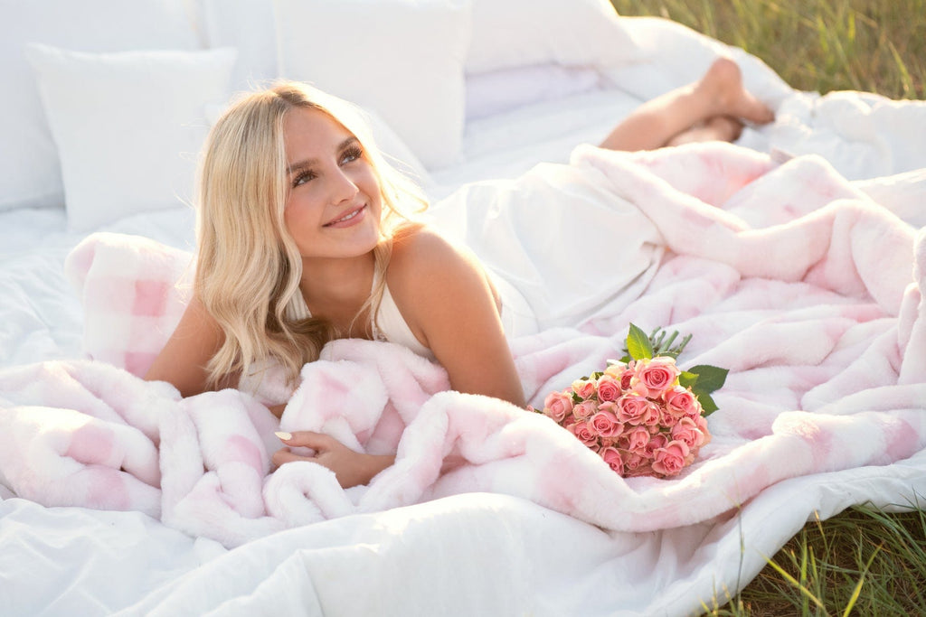 Gingham Check Ballerina Pink Blanket