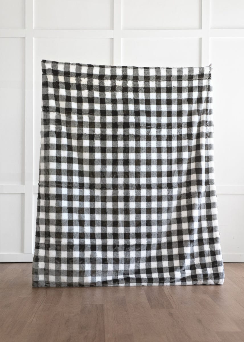 Gingham Check Charcoal Blanket