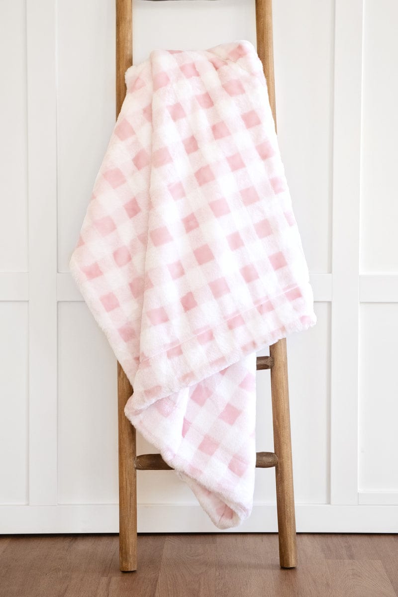 Gingham Check Ballerina Pink Blanket