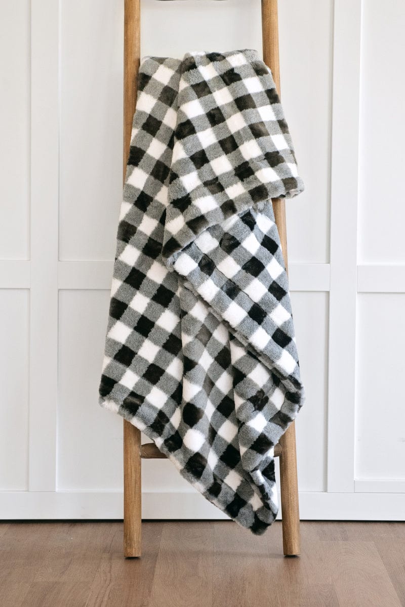 Gingham Check Charcoal Blanket