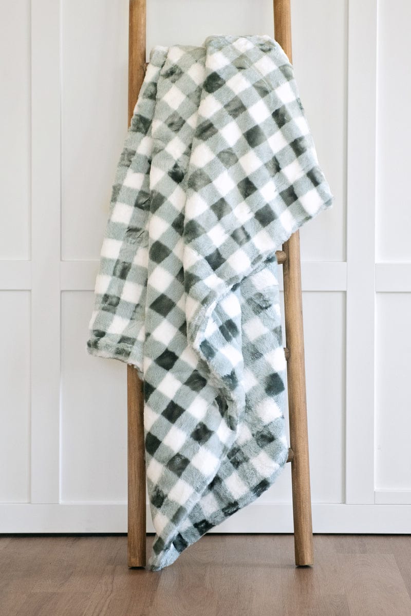Gingham Check Silver Mist Blanket