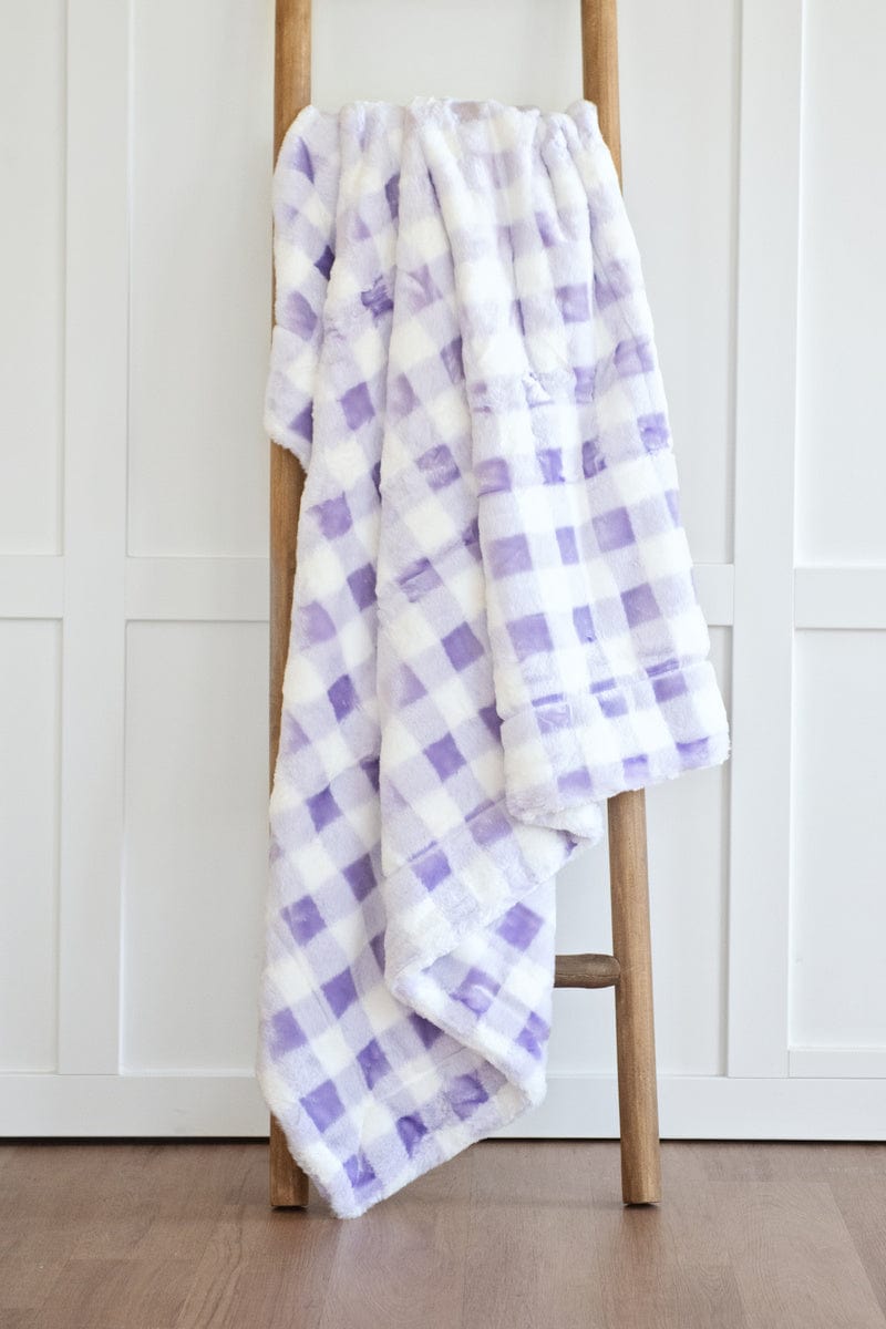 Gingham Check Lilac Blanket