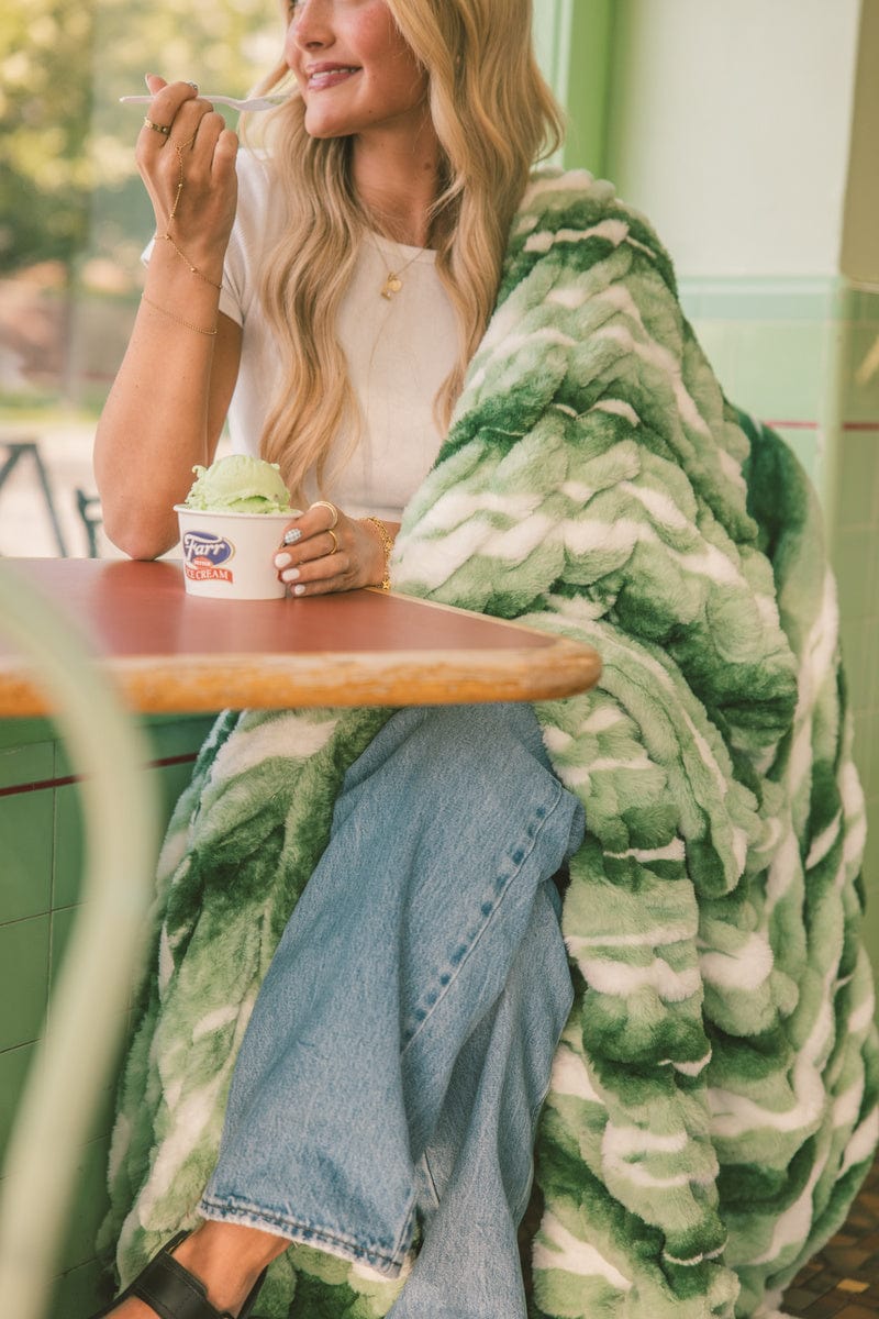 Hugs Swirl Forest Green Blanket