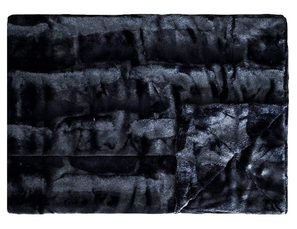 Sorbet Black blanket by minky couture laid flat to show texture.