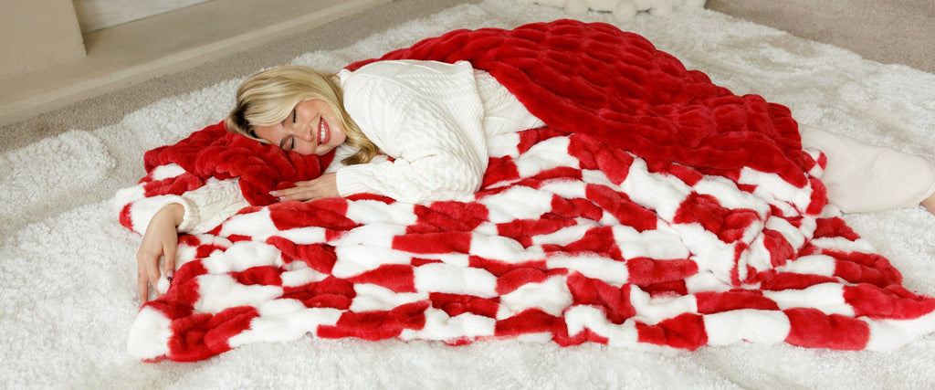 Hugs Check Red Blanket