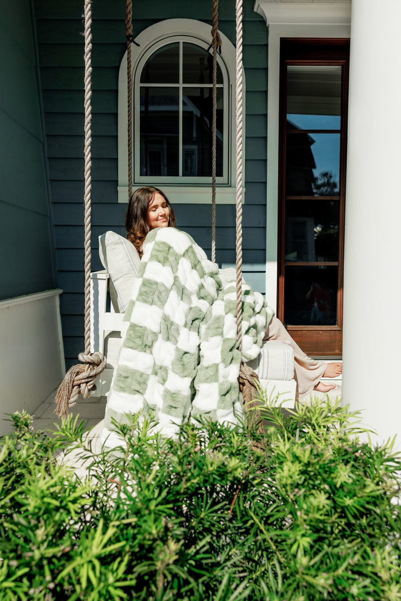 Hugs Check Ivey Sage Blanket