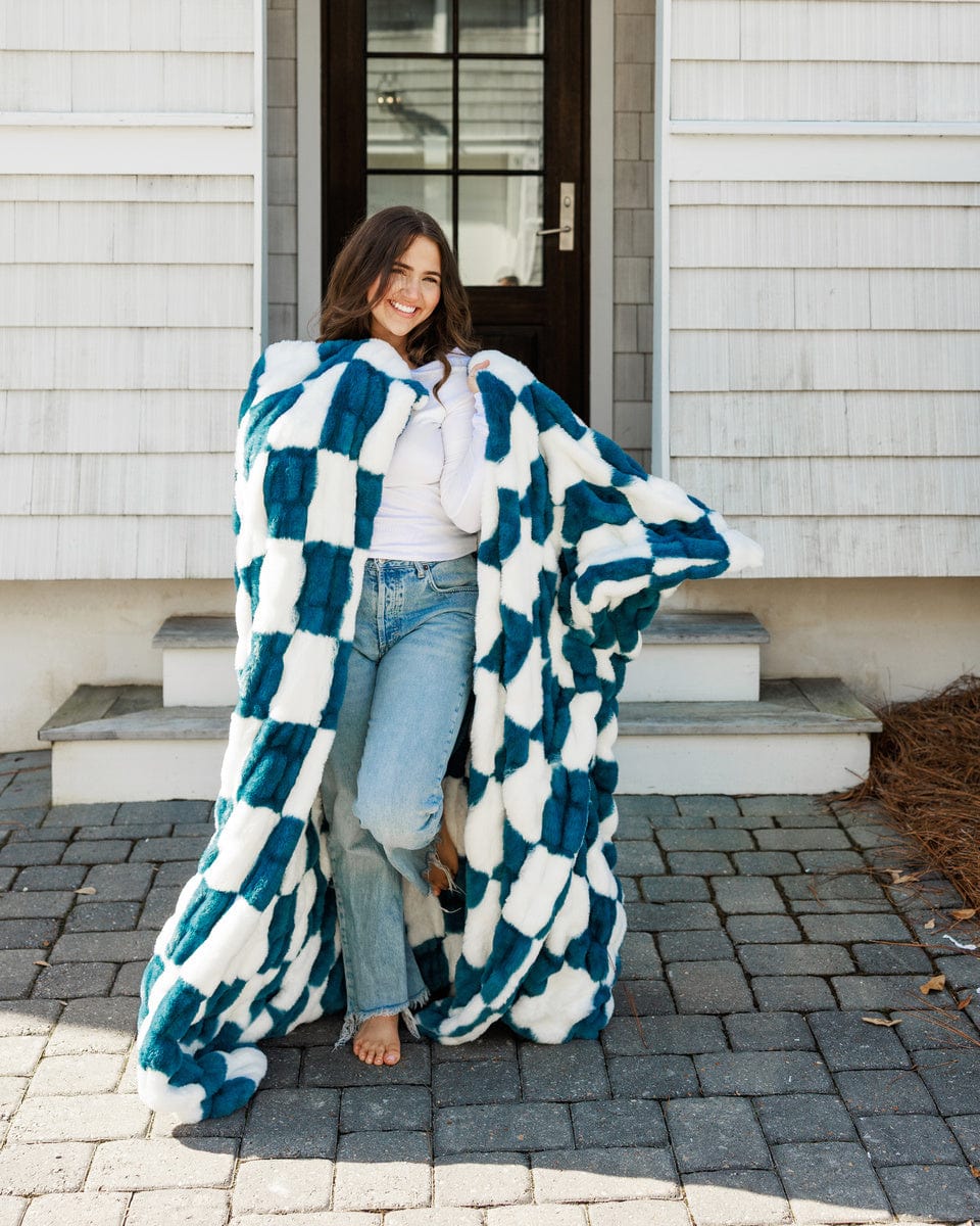 Hugs Check Brewer Blue Blanket