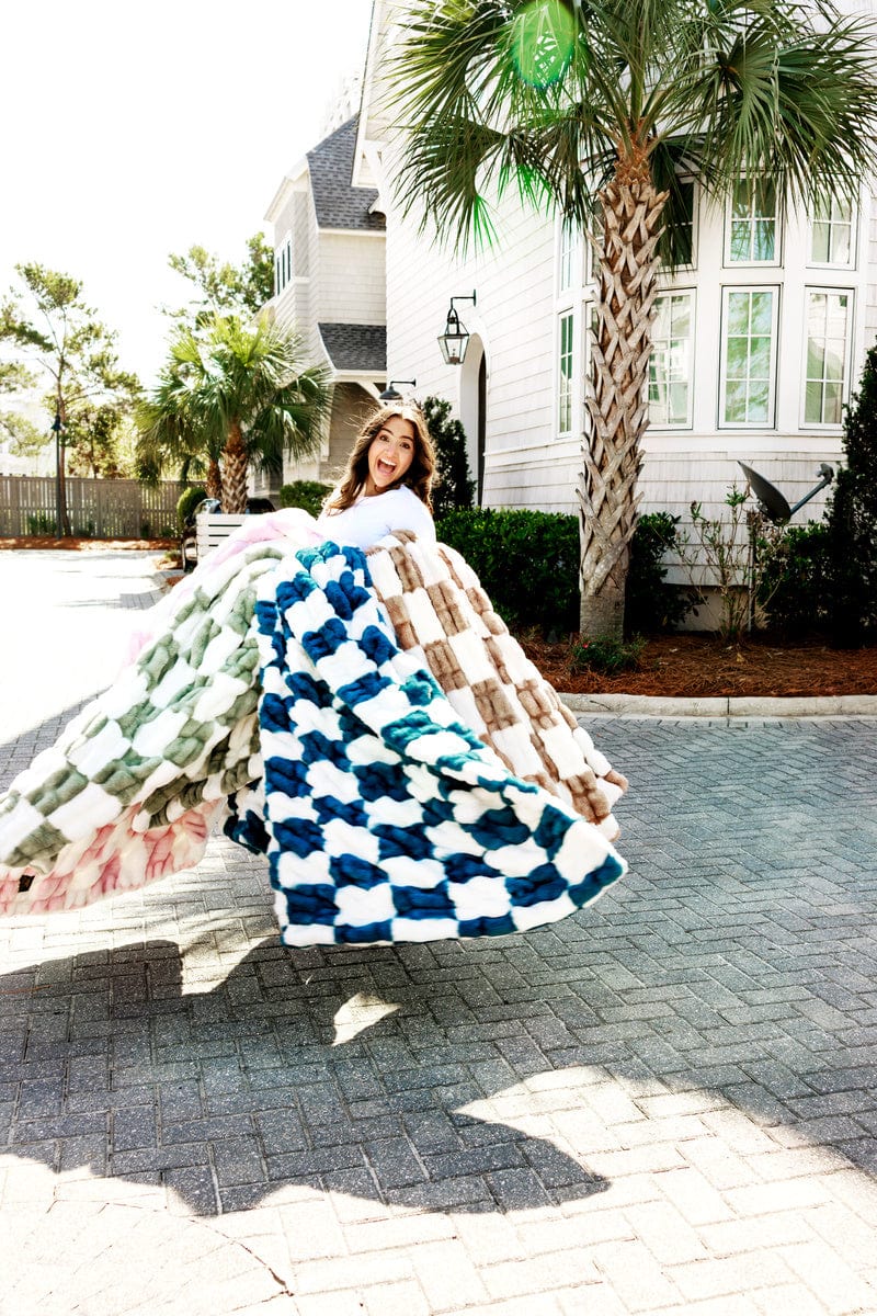 Hugs Check Brewer Blue Blanket