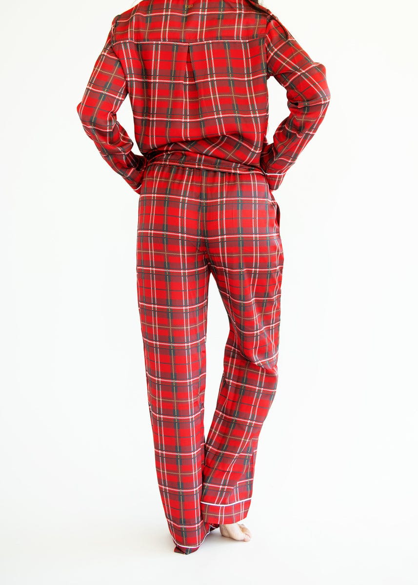 Middle of the Night Pajamas Satin - Red Plaid - Final Sale