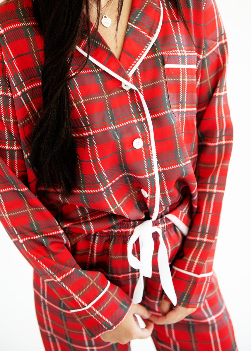 Middle of the Night Pajamas Satin - Red Plaid - Final Sale