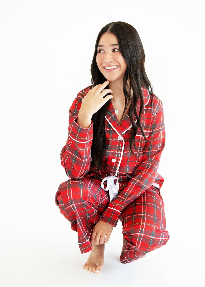 Middle of the Night Pajamas Satin - Red Plaid - Final Sale